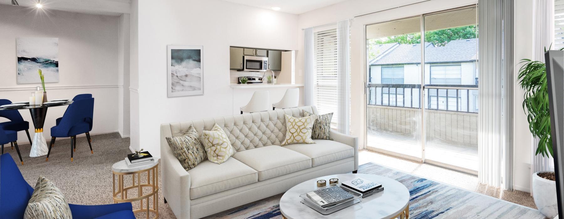 a living room with a large window