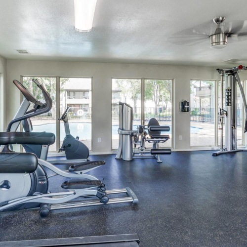 Get your workout on a gym with exercise equipment
